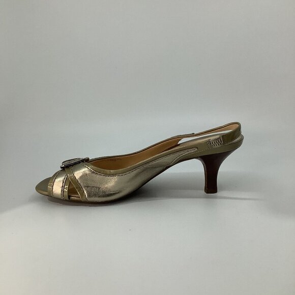 Cole Haan Golden Slingback Heels - Picture 1 of 8
